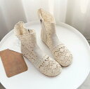 【楽天1位】ブーツサンダル 厚底サンダル レディース レース 花柄 サンダル ヒール6.5cm ヒールサンダル オープントゥ 疲れにくい 痛くない 歩きやすい サマーブーツ メッシュ 通気性 透け感 カジュアル 美脚 靴 パンプス オシャレ ブラック