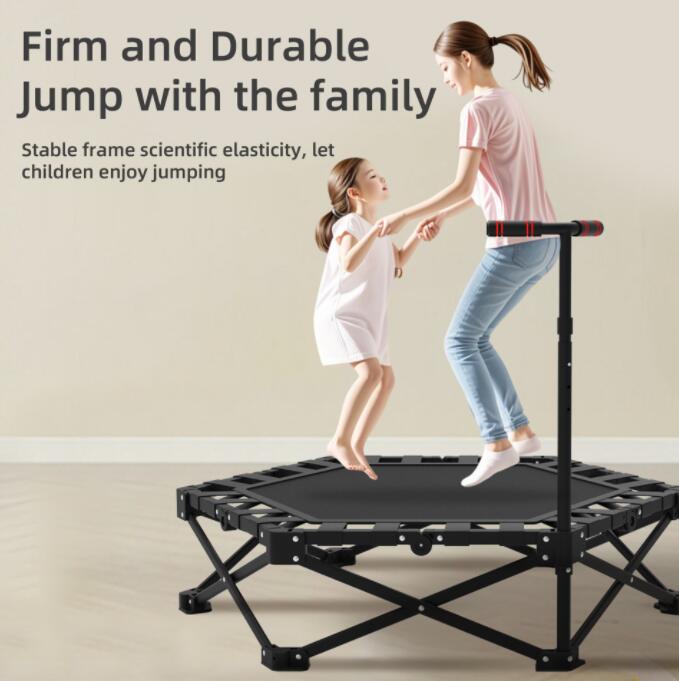 トランポリン【組立不要】折りたたみ 手すり付き 大判 107CM 耐荷重150kg 静音 男の子 女の子キッズ 大..