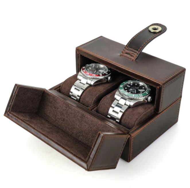 父の日 腕時計ケース 本革 牛革 復古 時計ケース 2本用 長方形 ウオッチケース 収納ボックス コレクションケース 持ち運び 便利コンパクト プレゼント 見せる収納 メンズ 高級コーヒー 収納 贈り物