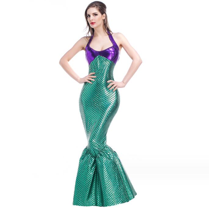 ハロウィン 衣装 人魚姫 大人用 マーメイド 宮廷風 レディース ダンス衣装 人魚姫のコスプレ衣装 ハロウィン コスプレ 衣装　ワンピース 女性用 変装 仮装スパンコール衣装 オールインワン スパンコール ドレス 送料無料