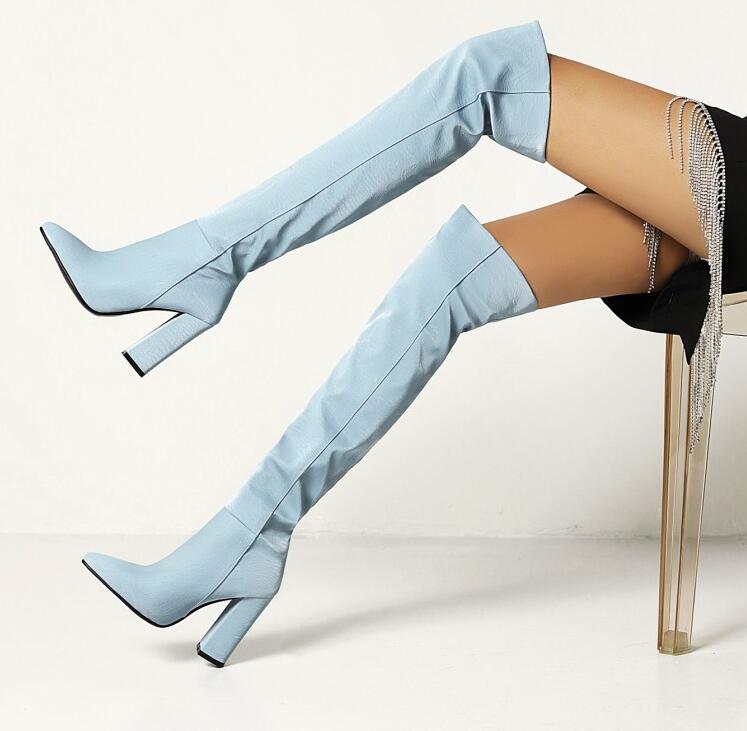 レディースブーツ ニーハイブーツ エナメル 11センチ 超ハイヒール 光沢 ロング丈 秋冬 春秋 サイハイブーツ 大きいサイズ 小さいサイズ ピンヒール ...