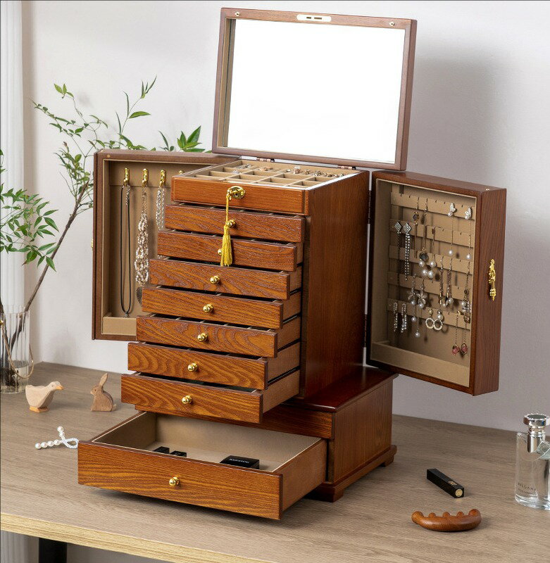 アクセサリーケース ジュエリーボックス 木製 アンティーク風 ジュエリーケース アクセサリーボックス 大容量 引き出し 小物入れ アクセサリー 収納 おしゃれ ...