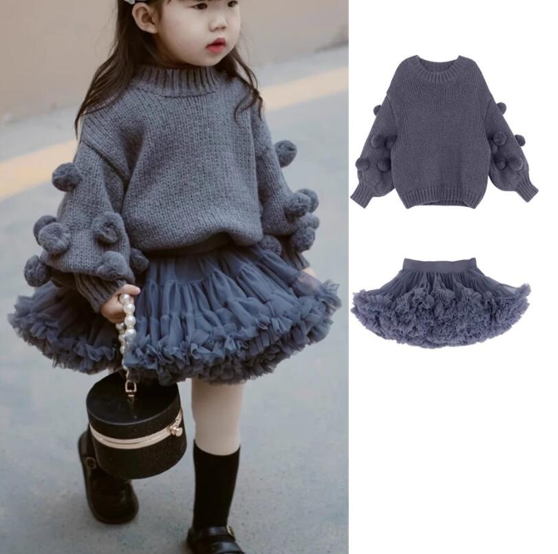 Rakuten - セットアップ 子供 チュチュスカート 女の子 ニットセーター 2点セット エレガント トップス 子供服 女の子スカート 上下セット フォーマル スカートセット 春 秋 通園 卒業式