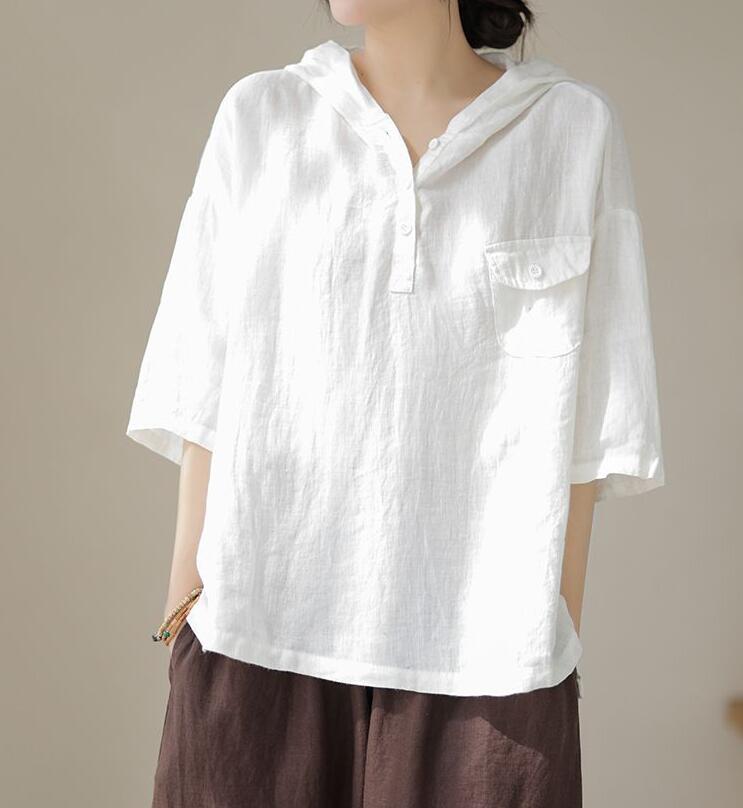 リネンシャツ リネンブラウス 半袖 レディース トップス 麻 リネンブラウス フレンチリネン 透け感 無地 シンプル ベーシック ホワイト ベージュ 上品 大人かわいい 20代 30代 40代 50代 60代 春夏 春 夏 通勤