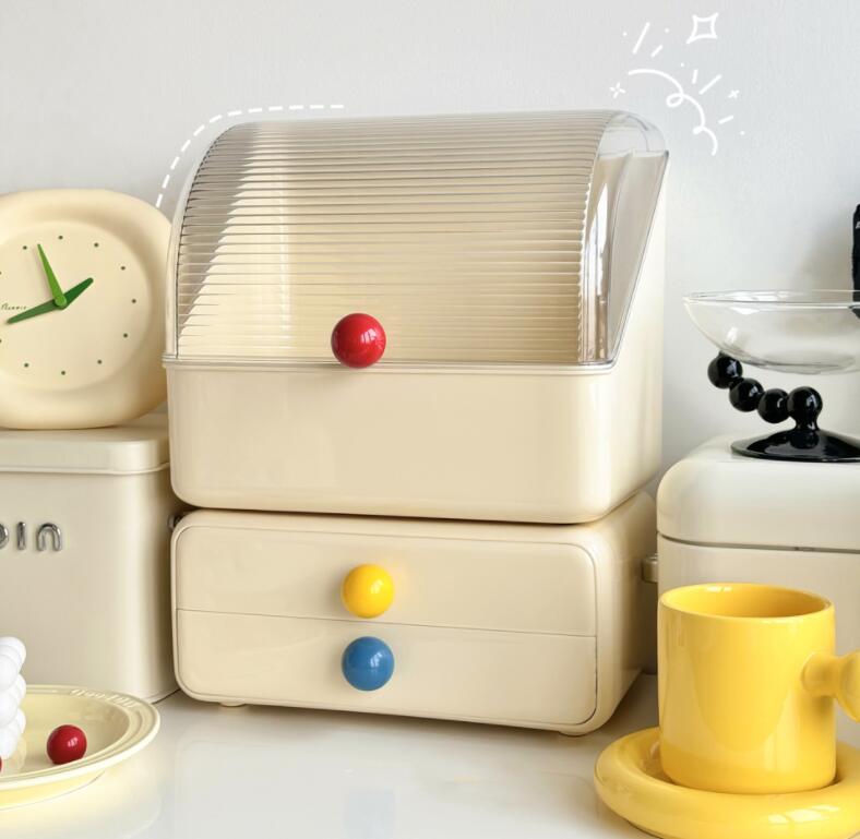 化粧品収納ボックス メイクボックス 持ち運びメイクポーチ 2点セット 化粧品入れ コスメ収納 メイク収納 大容量 メイクケース ジュエリーケース 引き出し 蓋付き 防塵 防水 浴室 洗面所 収納 オシャレ かわいい