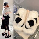 ファーサンダル レディーズ ルームシューズ ファー付き 厚底サンダル スリッパ もこもこ 美脚 ふわふわ ミュール ヒール5cm あったか フラットサンダル 歩...