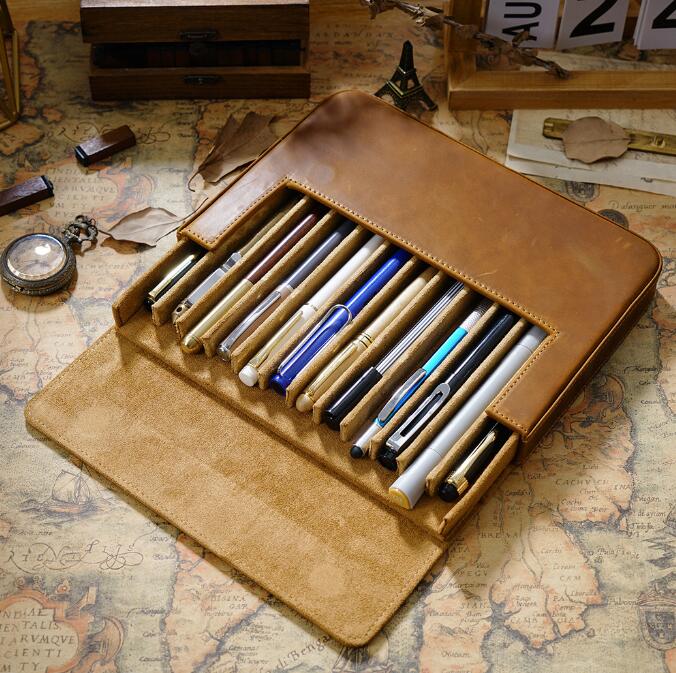 本革 ペンケース 12本差し シンプル おしゃれ コンパクト 軽い 小さめ スリム 筆箱 ふで箱 万年筆 ふでばこ ペン ポーチ 革小物 文房具 文具 収納 送...