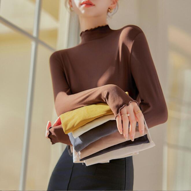 選べる2タイプ！ハイネックTシャツ レディース 長袖 シンプル 無地 インナー カットソー トップス 春秋冬 重ね着 コーデ 女性用 おしゃれ tシャツ 体型カバー