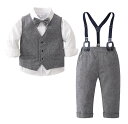 【3点セット】キッズ 子供 フォーマル スーツ 男の子 シャツ 長袖 子供服 紳士服 上下セット 洋服 ベビー 赤ちゃん セットアップ 可愛い 結婚式 七五三 入学式 入園式 百日祝い お宮参り 卒園式 幼稚園 おしゃれ サスペンダー 80 90 100 110 120