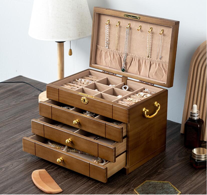 アクセサリーケース ジュエリーボックス 木製 アンティーク風 ジュエリーケース アクセサリーボックス 大容量 引き出し 小物入れ アクセサリー 収納 おしゃれ ...