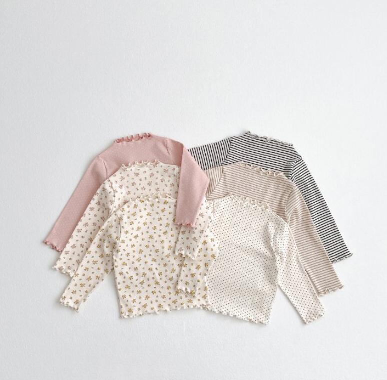 Rakuten - カットソー 　インナー　キッズ 長袖トップス フリルトップス リブ　女の子 子供服 子ども服 無地 秋 冬 春 80cm 90cm 100cm 110cm 120cm 130cm通園 通学 プレゼント ジュニア 女の子 丸首 ラウンドネック