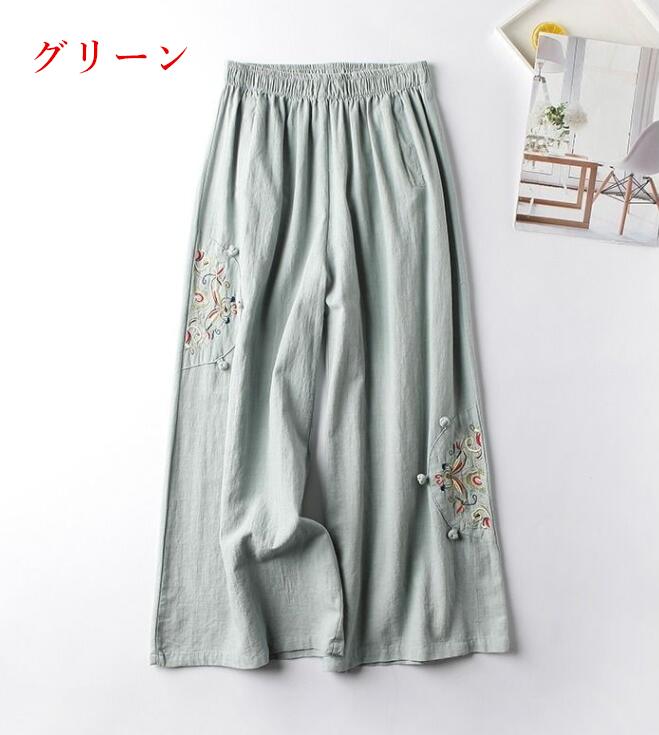 リネンワイドパンツ 麻 パンツ レディース ワイドパンツ リネンパンツ きれいめ ガ...