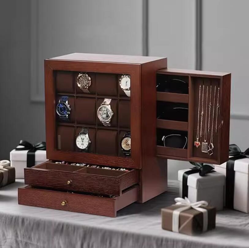 送料無料 時計ケース 木製 腕時計ケース おしゃれ 時計収納ケース アクセサリーケース ジュエリーボックス 高級 ウォッチボックス 大容量 引き出し 小物入れ コレクション ビジネス 父の日 腕時計ボックス プレゼント 腕時計ボックス ウォッチケース ギフト