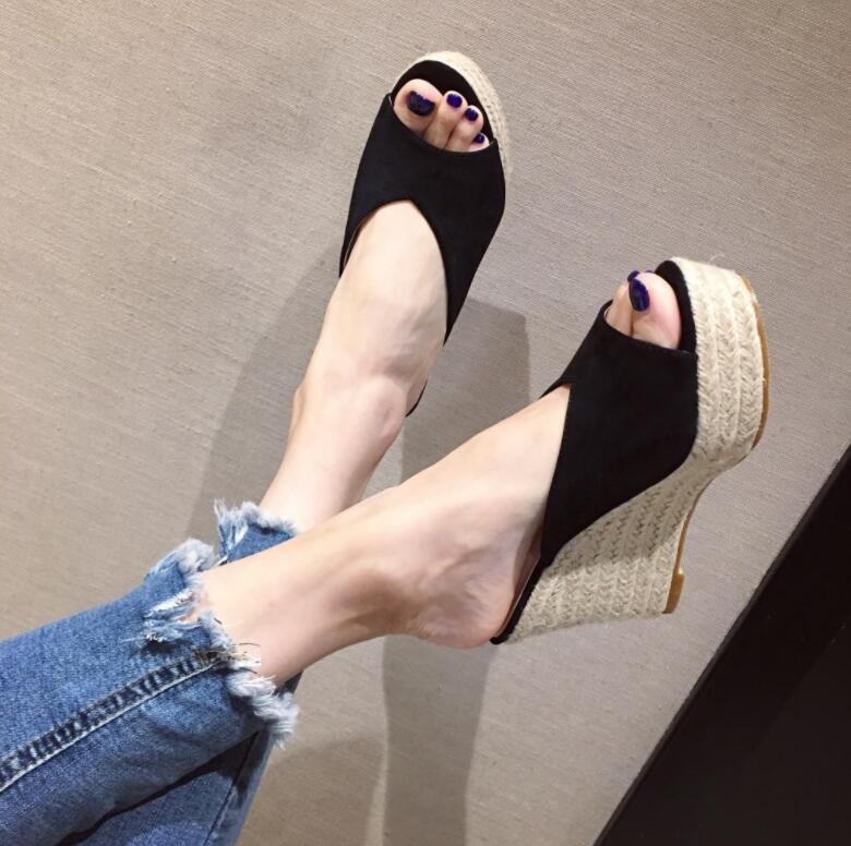 ウェッジソール サンダル サボサンダル ウエッジソール 厚底サンダル レディース オープントゥ ミュール ジュート 9cm 靴 女性 大人 旅行 お洒落 ベージュ ブラック グリーン 疲れにくい 痛くない 歩きやすい カジュアル 美脚 靴 夏