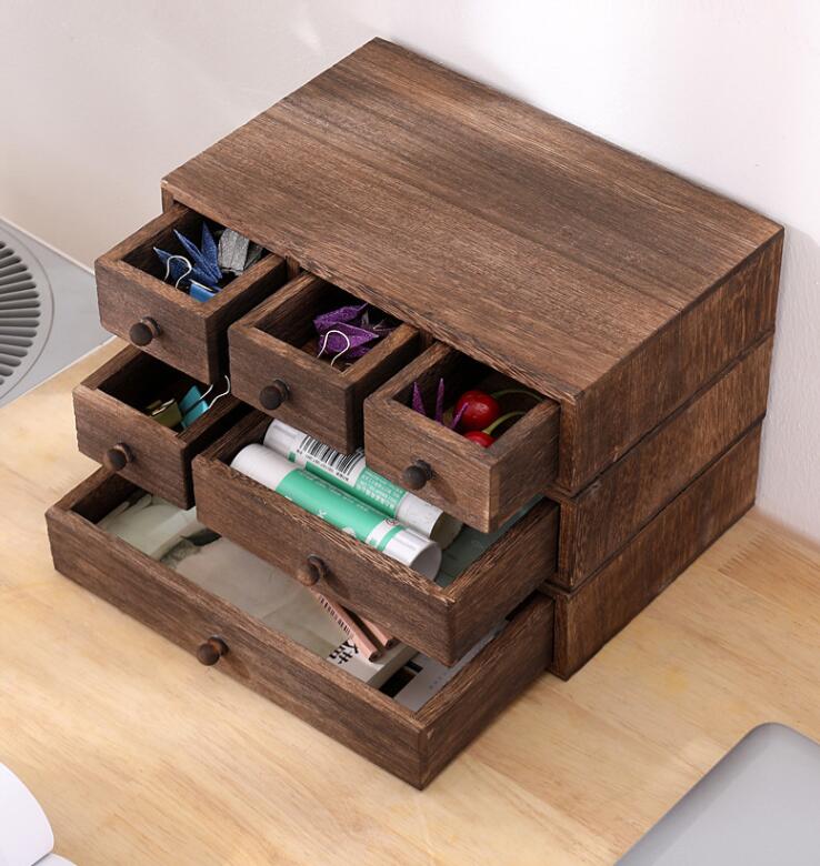 引き出し 卓上収納ケース 収納ボックス 木製　横 小物 4段 2段 3段 ホワイト 下着収納 ブラジャー 滑り止め 仕切り 大容量 文房具収納 書類ケース 化粧品 事務用品 文書 衣類収納 組み合わせても 頑丈 シンプルでおしゃれ(3.0)