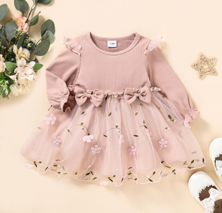 乐天商城 - ワンピース　子供服 キッズ 子供 長袖ワンピース 子供ワンピース 長袖 リボン コットン ふわふわ チュール 春 夏 チュール ピアノ 結婚式 発表会 卒園式 入園式 入学式 韓国 パーティー