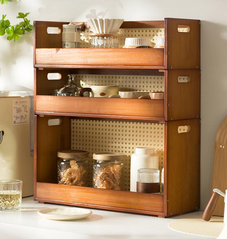 デスク上置棚 卓上ラック 木製 収納ラック 机上本棚 卓上置棚台 収納棚 ストレージ本棚 台形設計 卓上収納 物置ラック スリム 小物雑品収納ラック デスクトッ...