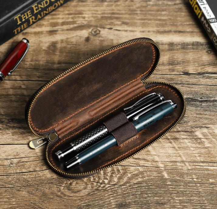 ペンケース 筆箱 本革 全2色 メンズ レディース 大容量 レザー ペンポーチ ふでばこ ペン入れ 万年筆 ビジネス 革小物 文房具 文具 収納 高級感 父の日 贈り物 小学生 中学生 大学生 入学祝い 誕生日