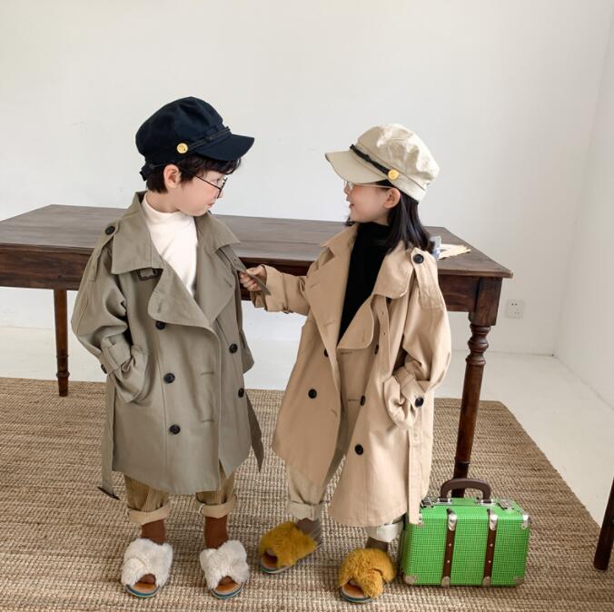 トレンチコート スプリングコート 男の子 女の子 キッズ 子供服 ジュニア ボタン ロング丈 ミディアム丈 長袖 アウター カジュアルコート フォーマル ジャケット 春秋 通学 入学 小学生 卒園 結婚式 発表会