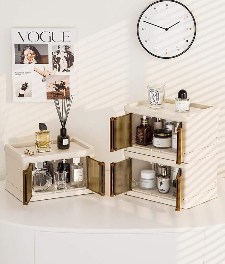 化粧品収納ボックス メイクボックス 引き出し 卓上収納ケース 収納ボックス　持ち運びメイクポーチ 化粧品入れ コスメ収納 メイク収納 大容量 メイクケース ジュエリーケース 引き出し 防塵 防水 浴室 洗面所 収納 オシャレ かわいい