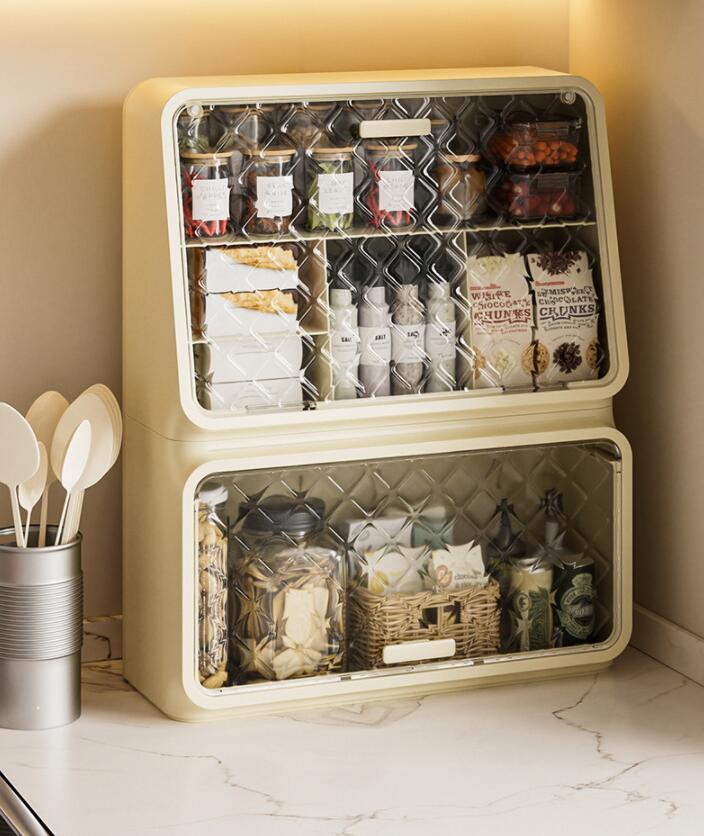 Rakuten - 収納ボックス コップラック ラック キッチンボックス 食器ラック 水筒 収納 台所収納 化粧品入れ キッチン整理用品 大容量 シンプル おしゃれ 蓋付き 防塵 防水 浴室 洗面所 キッチン収納 オシャレ