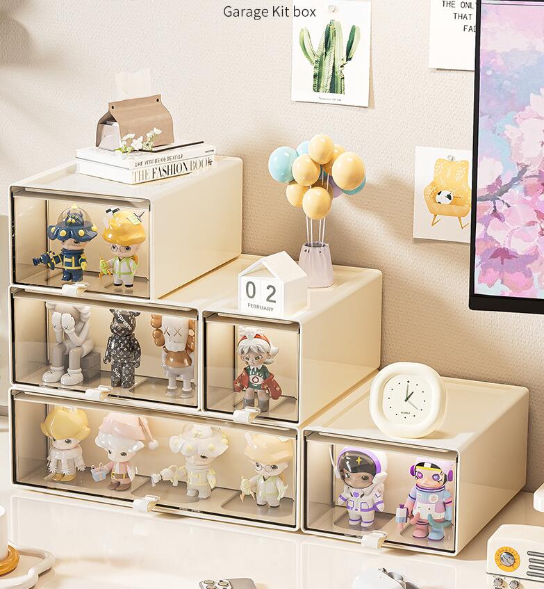 Rakuten - 引き出し 卓上収納ケース 収納ボックス プラスチック 横 小物 2段 ホワイト 滑り止め 大容量 文房具収納 書類ケース 化粧品 事務用品 文書 組み合わせても 頑丈 シンプルでおしゃれ
