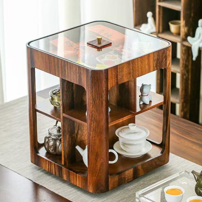 Rakuten - 木製棚 ティーポット収納棚 ティーカップホルダー シンプル 簡約 多重 インテリア 茶器収納棚 茶棚 卓上収納ラック 多機能収納 ティートレー オフィス リビングルーム キッチン