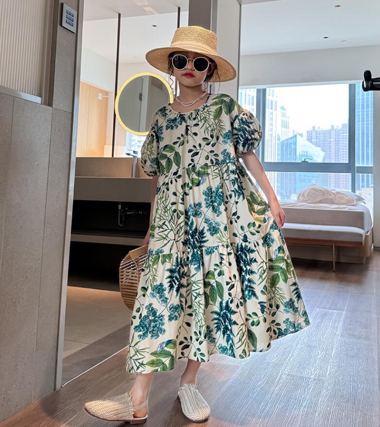 Rakuten - 子供服 半袖ワンピース 親子 ペア お揃い キッズ ワンピース　マキシ丈 ボヘミアン 花柄 ワンピース 女の子 キッズ ファッション感 ジュニア 夏 海 ナチュラル 爽やか ビーチ ワンピース リゾート