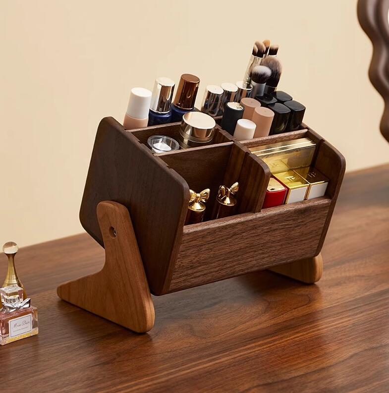 化粧品収納　メイクボックス 卓上　木製　化粧品 収納 コスメボックス コスメ収納ボックス メイク収納 コスメケース 化粧ボックス メイク ケース 小物入れ コットン収納 机上 卓上 BOX おしゃれ 大容量 かわいい