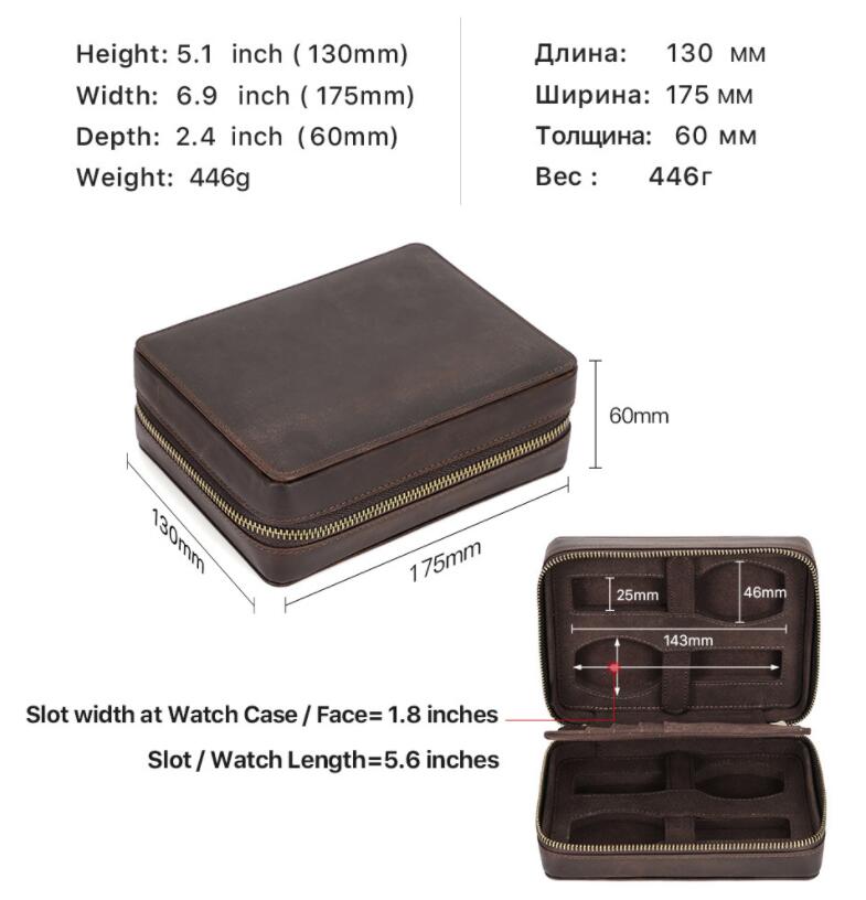 父の日 腕時計ケース 本革 牛革 復古 時計ケース 4本用 長方形 ウオッチケース 収納ボックス コレクションケース 持ち運び 便利コンパクト プレゼント 見せる収納 メンズ 高級コーヒー 収納 贈り物
