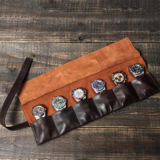 父の日 ロール型腕時計ケース 本革 牛革 復古 時計ケース 6本用 長方形 ウオッチケース 収納ボックス ..
