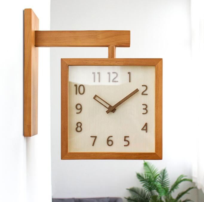 掛け時計 振り子時計 シャンブル北欧 おしゃれ 壁掛け時計 木製 時計 壁掛け 木 シンプル 両面時計 音..