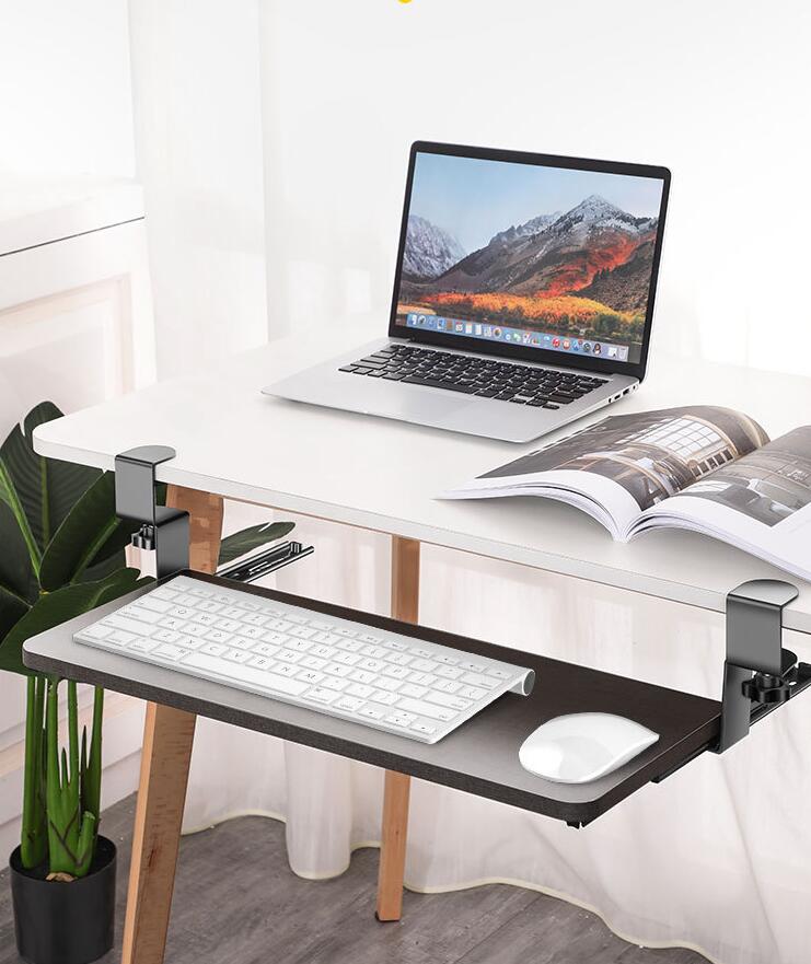 キーボードスライダー 高さ調整可能 pcデスク 後付け 穴開け不要 クランプ式 木製 キーボードトレイ キ..