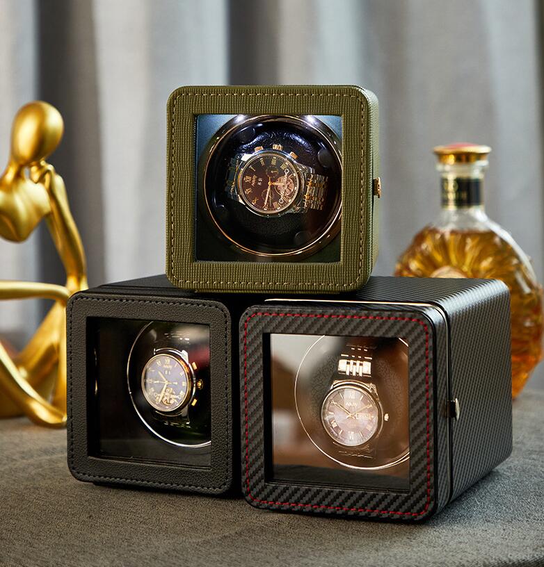 送料無料 ワインディングマシーン 自動巻き上げ機 1本 静音 腕時計 ウォッチワインディングマシーン 自動巻き時計 ブラック ワインレッド USB DC 給電 時計 高級感 レザー風 プレゼント ギフト