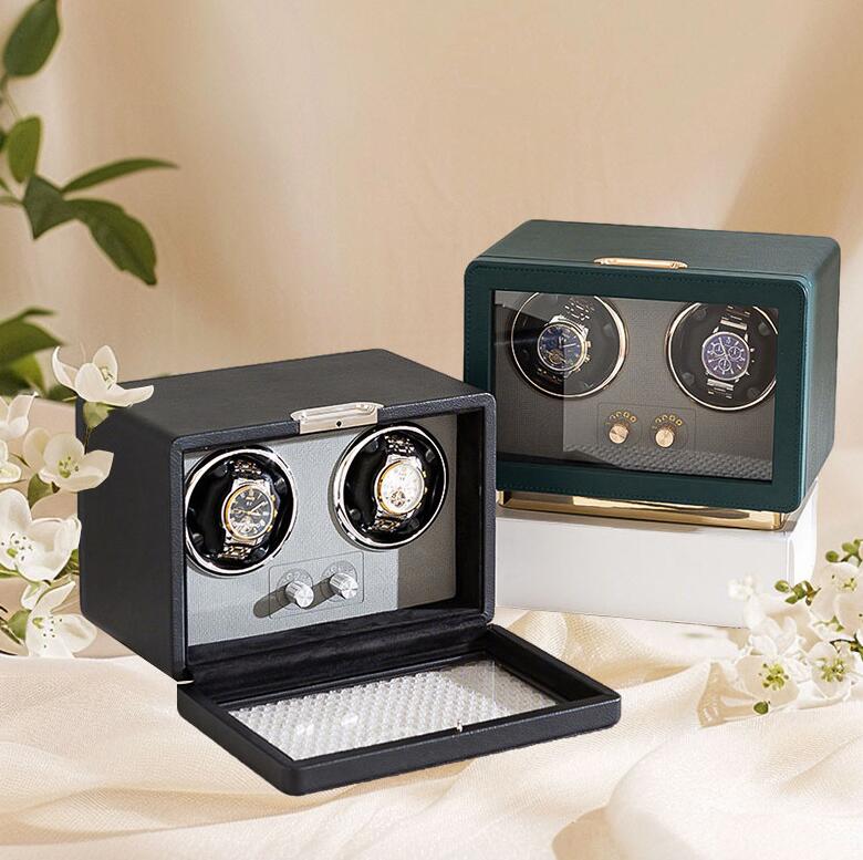 送料無料 ワインディングマシーン 自動巻き上げ機 2本 静音 腕時計 ウォッチワインディングマシーン 自動巻き時計 ブラック ワインレッド USB DC 給電 時計 高級感 レザー風 プレゼント ギフト