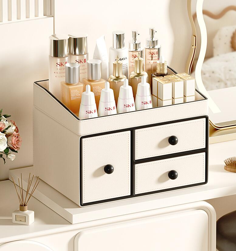 化粧品収納ボックス メイクボックス 持ち運びメイクポーチ 2段 3段 化粧品入れ コスメ収納 メイク収納 大容量 メイクケース ジュエリーケース 引き出し 蓋付き 防塵 防水 浴室 洗面所 収納 オシャレ かわいい