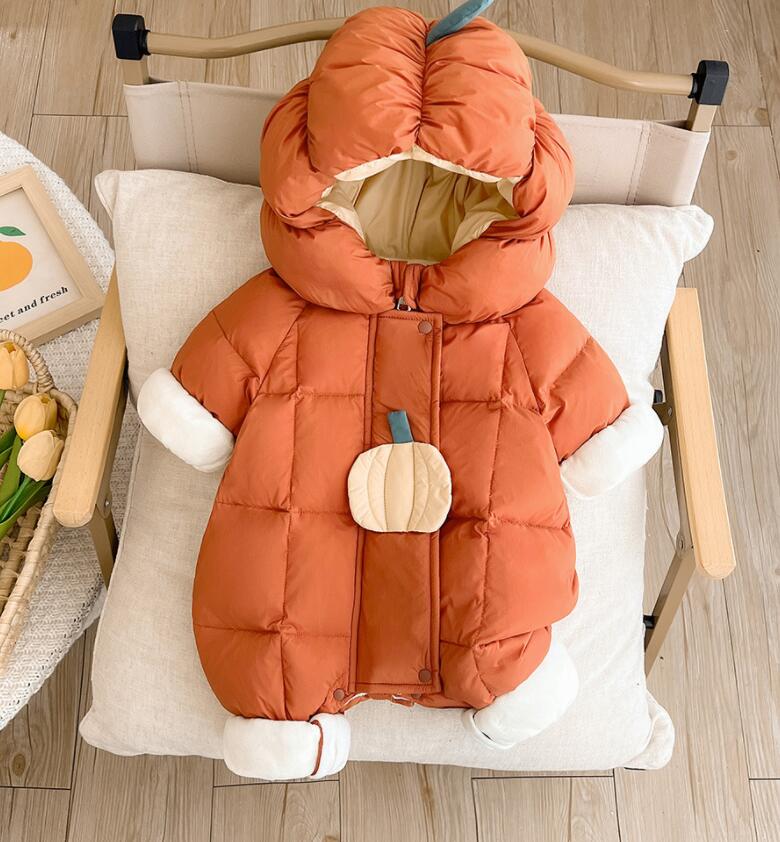 Rakuten - ジャンプスーツ ベビー カバーオール ベビー キッズ カバーオール フード付き ベビー服　ジャンプスーツ 女の子 男の子 ダウンコート ロンパース 雪遊び ジャンプスーツ ファスナースナップボタン 長袖 防寒抜群 66cm 73cm 80cm 90cm 100cm 110cm 送料無料