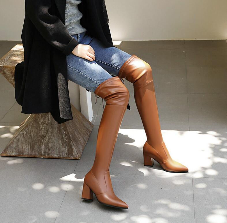 レディースブーツ　ニーハイブーツ　7.5センチ　ロング丈　　秋冬　春秋　　サイハイブーツ　大きいサイズ　小さいサイズ　 ピンヒール　スーパーロングブーツ 　ダンス　舞台