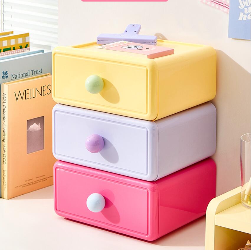 Rakuten - 引き出し 卓上収納ケース 収納ボックス 横 小物 4段 2段 3段 カラバリ 大容量 文房具収納 書類ケース 化粧品 事務用品 文書 組み合わせても 頑丈 シンプルでおしゃれ