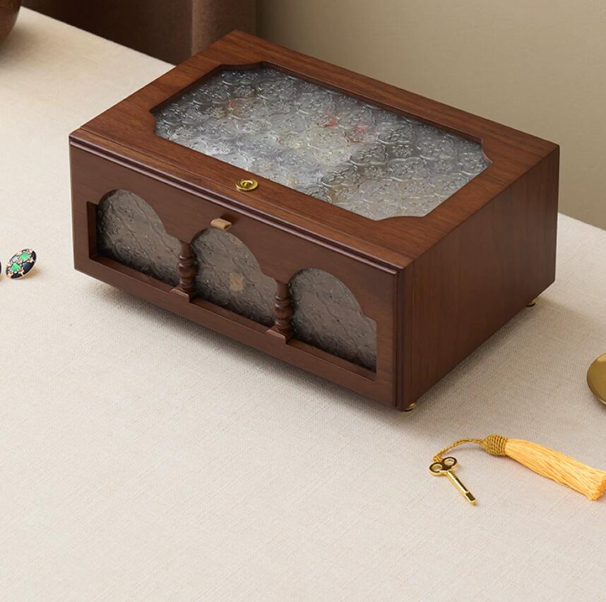 Rakuten - ジュエリーボックス 木製 アンティーク風 ジュエリーケース アクセサリーボックス 大容量 引き出し 小物入れ アクセサリー 収納 おしゃれ ケース コンパクト 可愛い ネックレス ピアス リング ネックレス 指輪 宝石 新生活