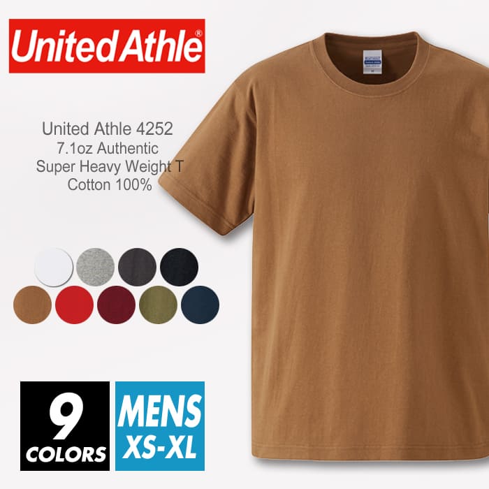 Tシャツ 無地 メンズ 【メール便可 1着290円】United Athle(ユナイテッドアスレ) 7.1オンス 4252-01 xs-xl 超厚手 半袖 夏服 半袖Tシャツ スポーツ ダンス カラー 運動会 文化祭 イベント お揃い 白 グレー 黒 ネイビー ルームウエア 部屋着