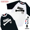 Tシャツ ラグラン半袖 WANKO ワンコ フレンチブルドッグ 骨 犬好き 犬 いぬ イヌ ドッグ メンズ ユニセックス プレゼント おもしろ グッズ ギフト