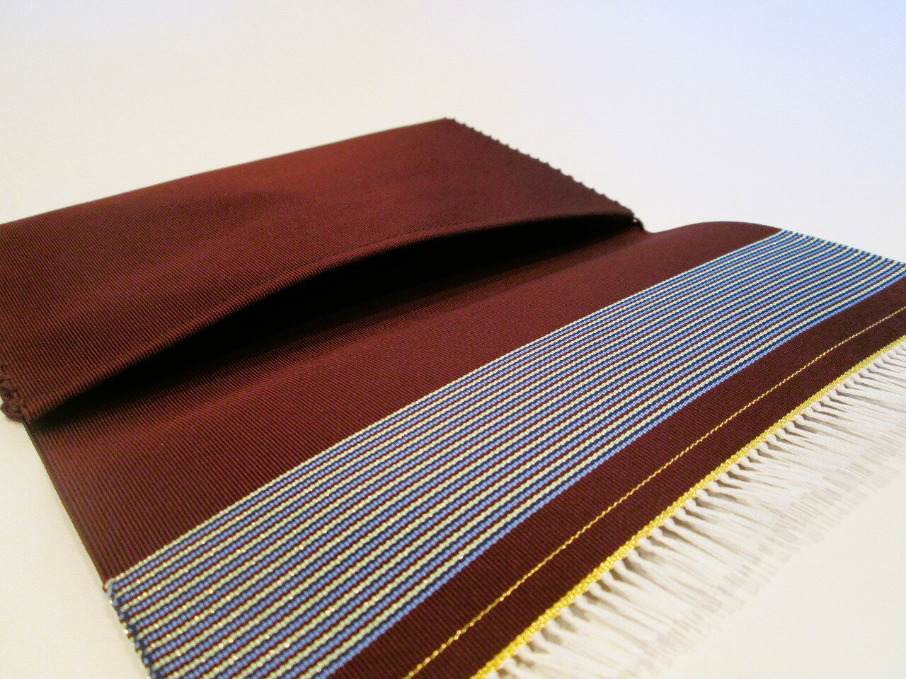 【送料無料※一部地域を除く】【茶道具/茶道】【裏千家・表千家】手織りつづれふくさばさみ(袱紗ばさみ/帛紗ばさみ/三つ折/三ツ折/懐紙入れ)男性用　紺色