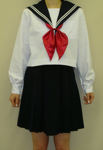 SN28衿紺色 白2本線夏長袖セーラー服 SN28衿紺色 白2本線夏長袖セーラー服