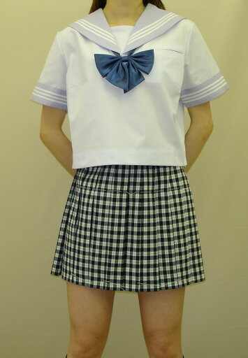 SH58Big白衿白3本線パープル生地夏半袖セーラー服Big SH58Big白衿白3本線パープル生地夏半袖セーラー服Big