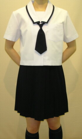 SH31紺縁取り変形白衿半袖セーラー服 SH31紺縁取り変形白衿半袖セーラー服