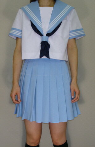 SH52衿・袖カフス水色白3本線半袖セーラー服 SH52衿・袖カフス水色白3本線半袖セーラー服