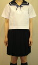 SH10変形紺衿、白1本線半袖セーラー服
