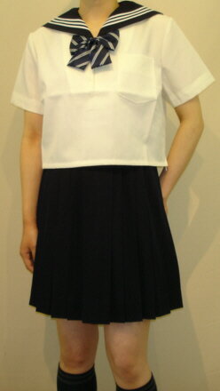 SH62衿紺色・白3本線半袖セーラー服 SH62衿紺色・白3本線半袖セーラー服