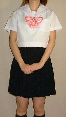 SH37衿白色ピンク1本線半袖セーラー服 SH37衿白色ピンク1本線半袖セーラー服